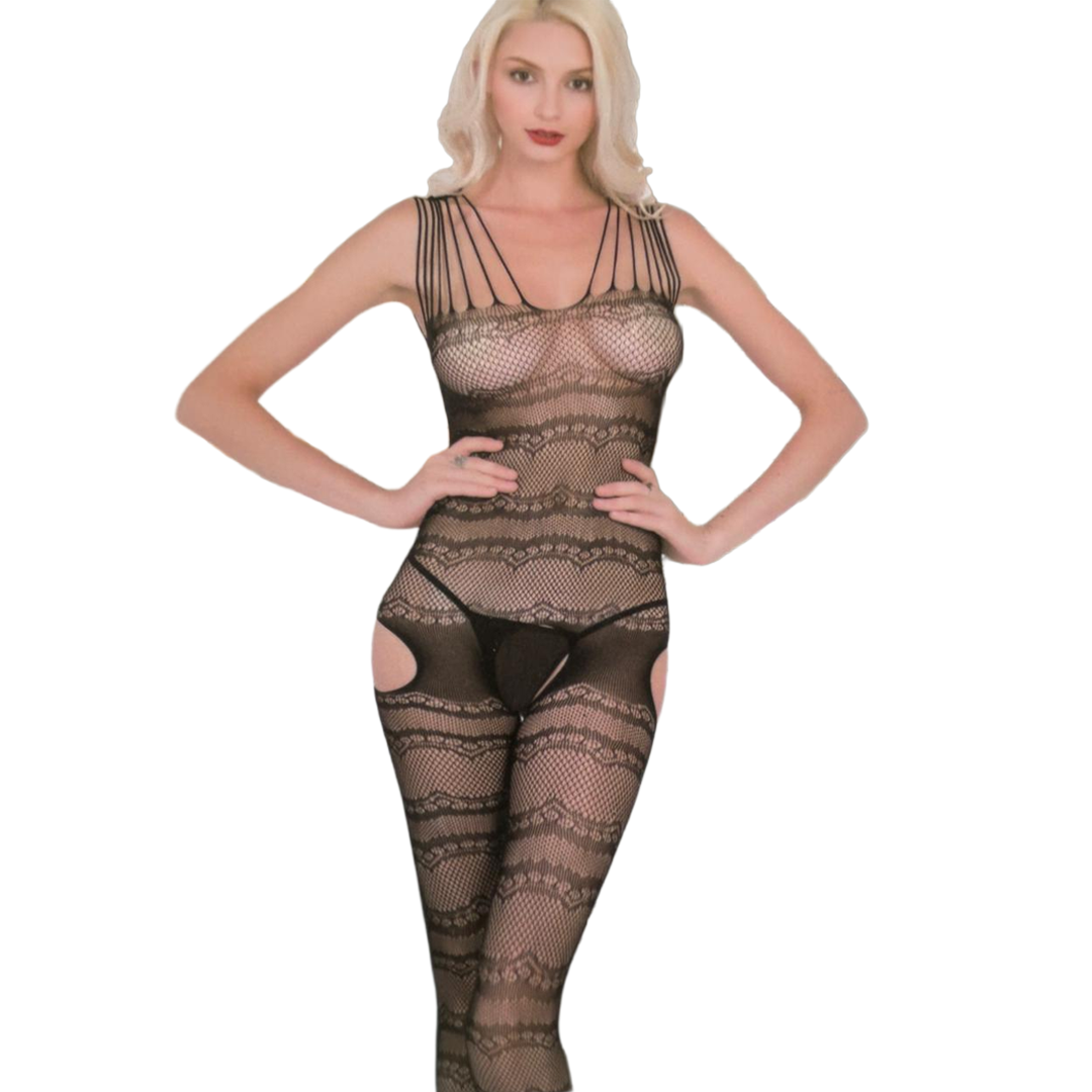 Cut-Out Mesh Bodysuit Stocking