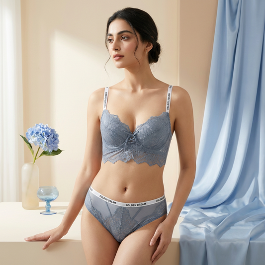 Libaaya Golden Dream Premium Net Bra & Panty Set