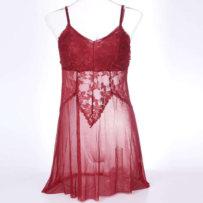 Sexy Mesh Perspective Nightgown – Lingerie Sleepwear Suit