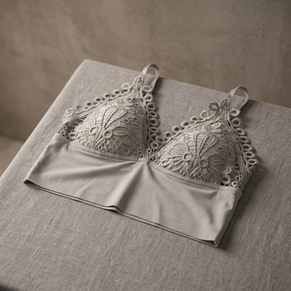 Premium Longline Lace Bralette –  Twist-Knot Back Design Free Size (32–38)