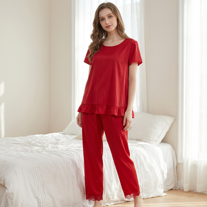 Midnight Muse™ 2-Piece Nightwear Set – Soft Fall, Elegant Lace Hem