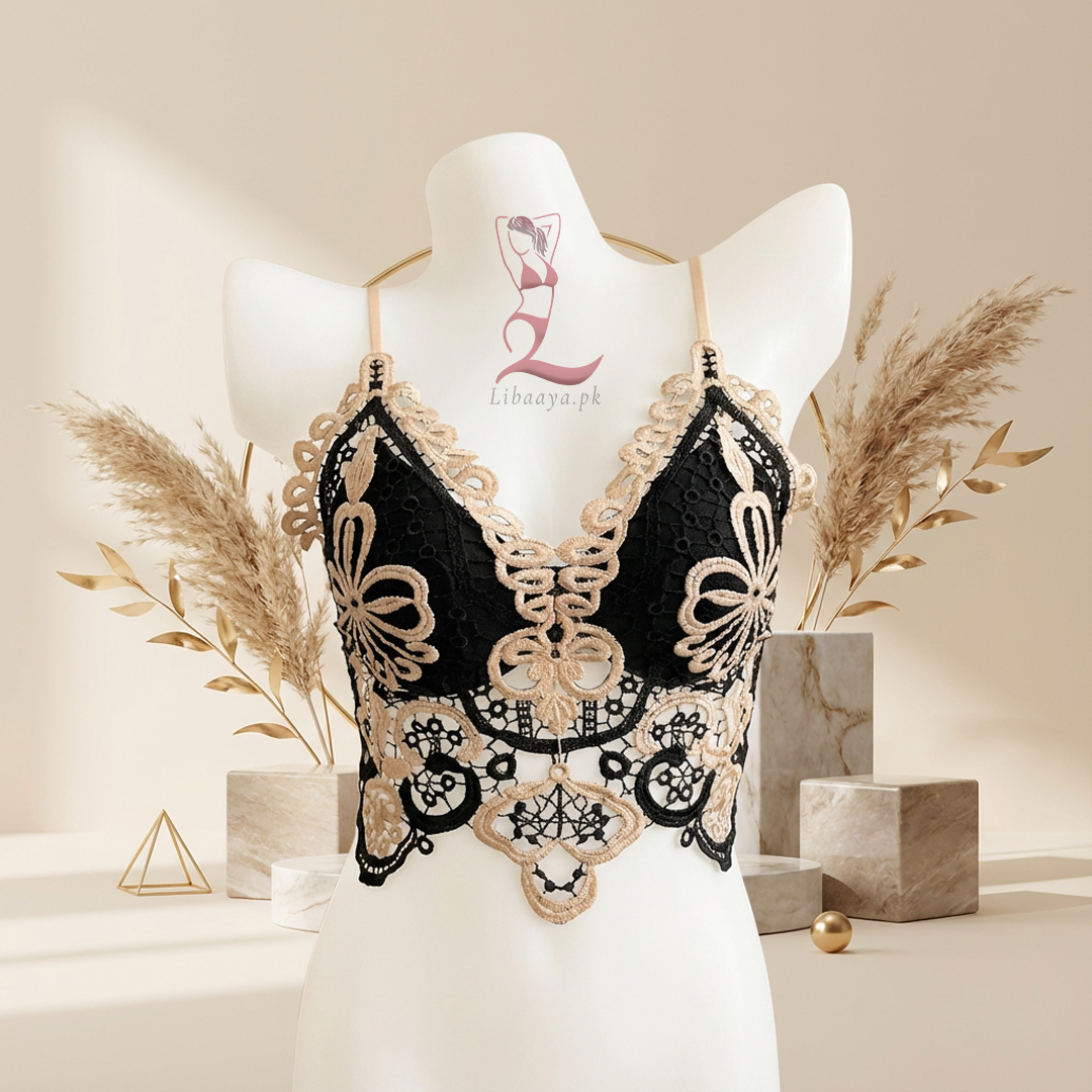Libaaya Luxe Embroidered Lace Bralette – Premium Fashion Crop