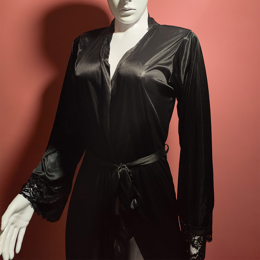 🖤 Satin Luxe Black 2-Piece Nightwear Set