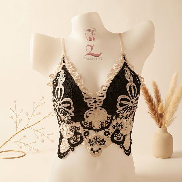 Libaaya Luxe Embroidered Lace Bralette – Premium Fashion Crop