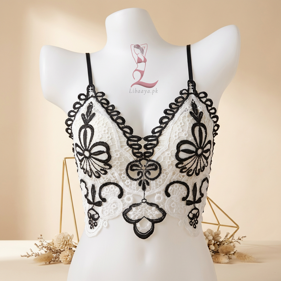 Libaaya Luxe Embroidered Lace Bralette – Premium Fashion Crop