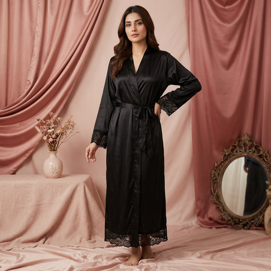 🖤 Satin Luxe Black 2-Piece Nightwear Set