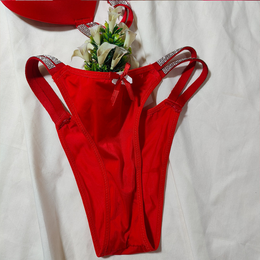 Red Crystal Strap Bra & Panty Set – Bold & Beautiful