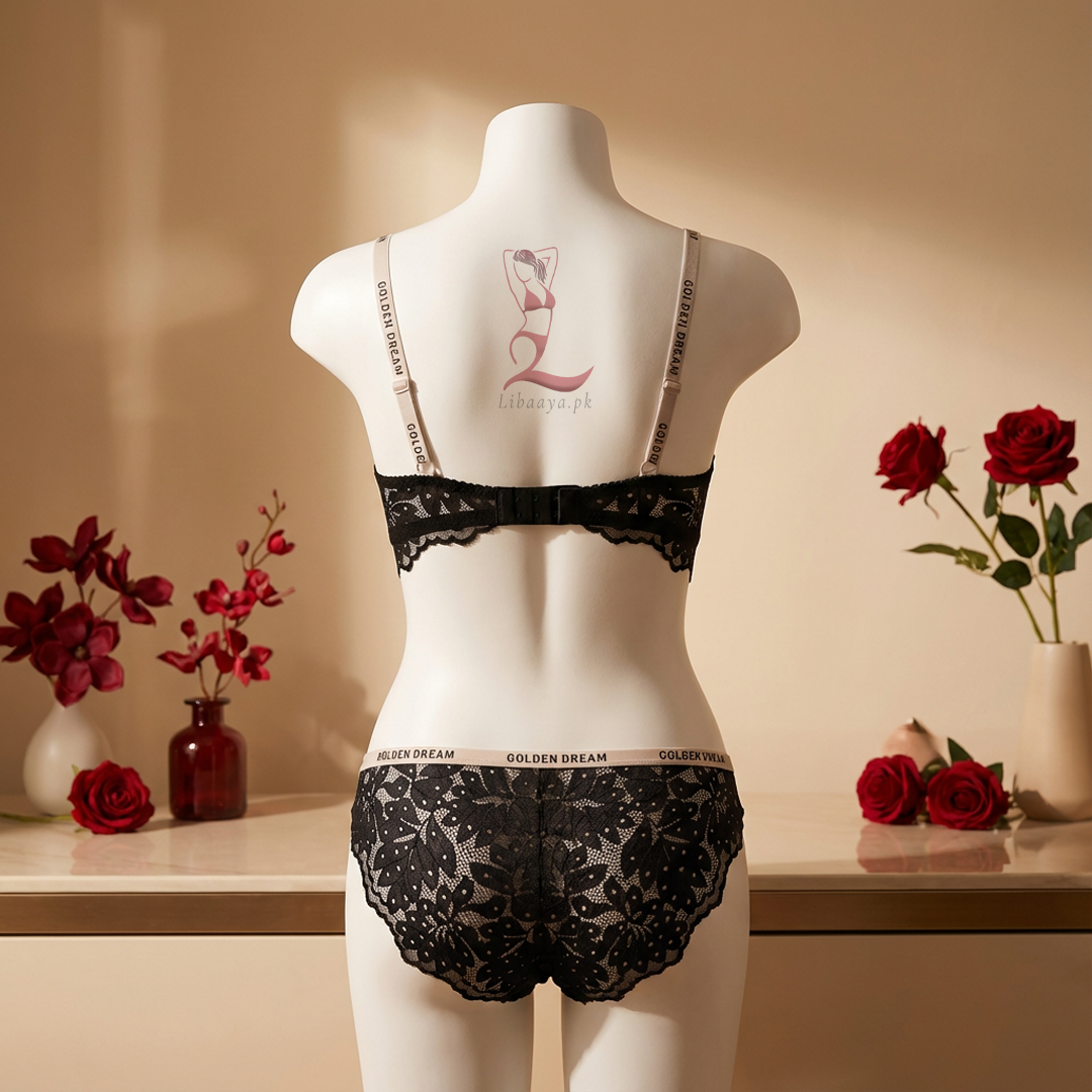 Libaaya Golden Dream Premium Net Bra & Panty Set