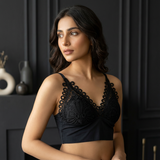 Premium Longline Lace Bralette –  Twist-Knot Back Design Free Size (32–38)