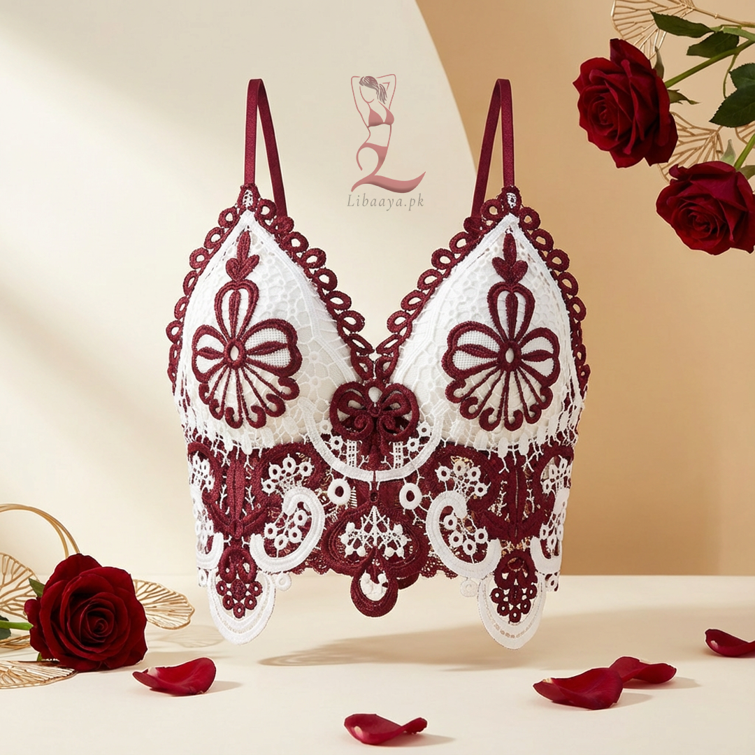 Libaaya Luxe Embroidered Lace Bralette – Premium Fashion Crop
