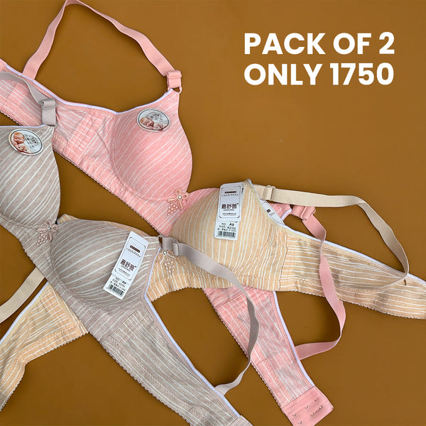 Pack of 2 – Striped Non-Padded Comfort Bras – Only Rs. 1,750