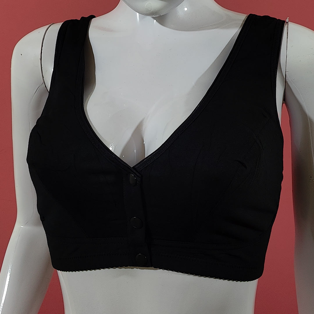Wide Strap Front Open 3-Button Nursing Bra – Cotton Lycra | Libaaya.pk