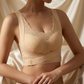 Seamless Women’s Front Closure Cross Design Wireless Push-Up Bra with Side Support