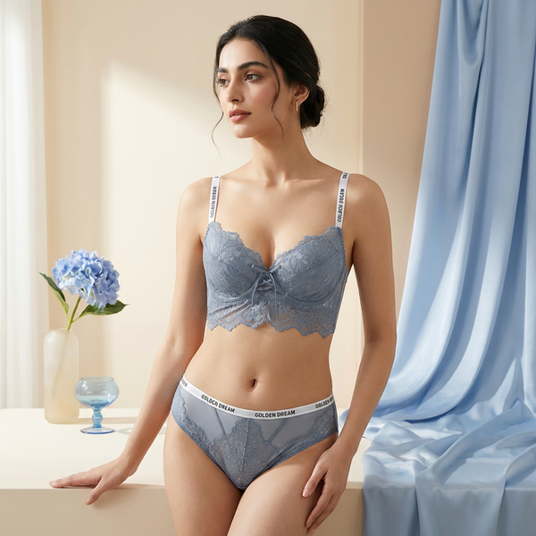 Libaaya Golden Dream Premium Net Bra & Panty Set