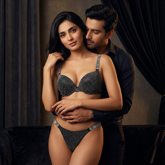 Luxury Sparkle Push-Up Bra & Thong Set