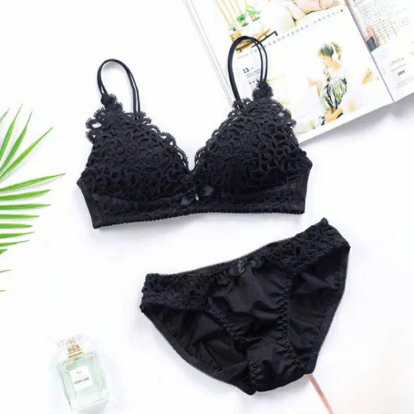 Libaaya's™ Double-Strapped Bra & Panty Set – Soft Lace Elegance