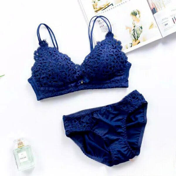 Libaaya's™ Double-Strapped Bra & Panty Set – Soft Lace Elegance