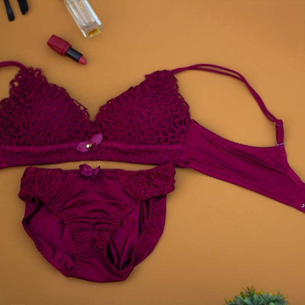 Libaaya's™ Double-Strapped Bra & Panty Set – Soft Lace Elegance