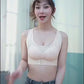 Model showcasing Libaaya's Front-Closure Bralette, designed for comfort and posture correction, ideal for women and students.