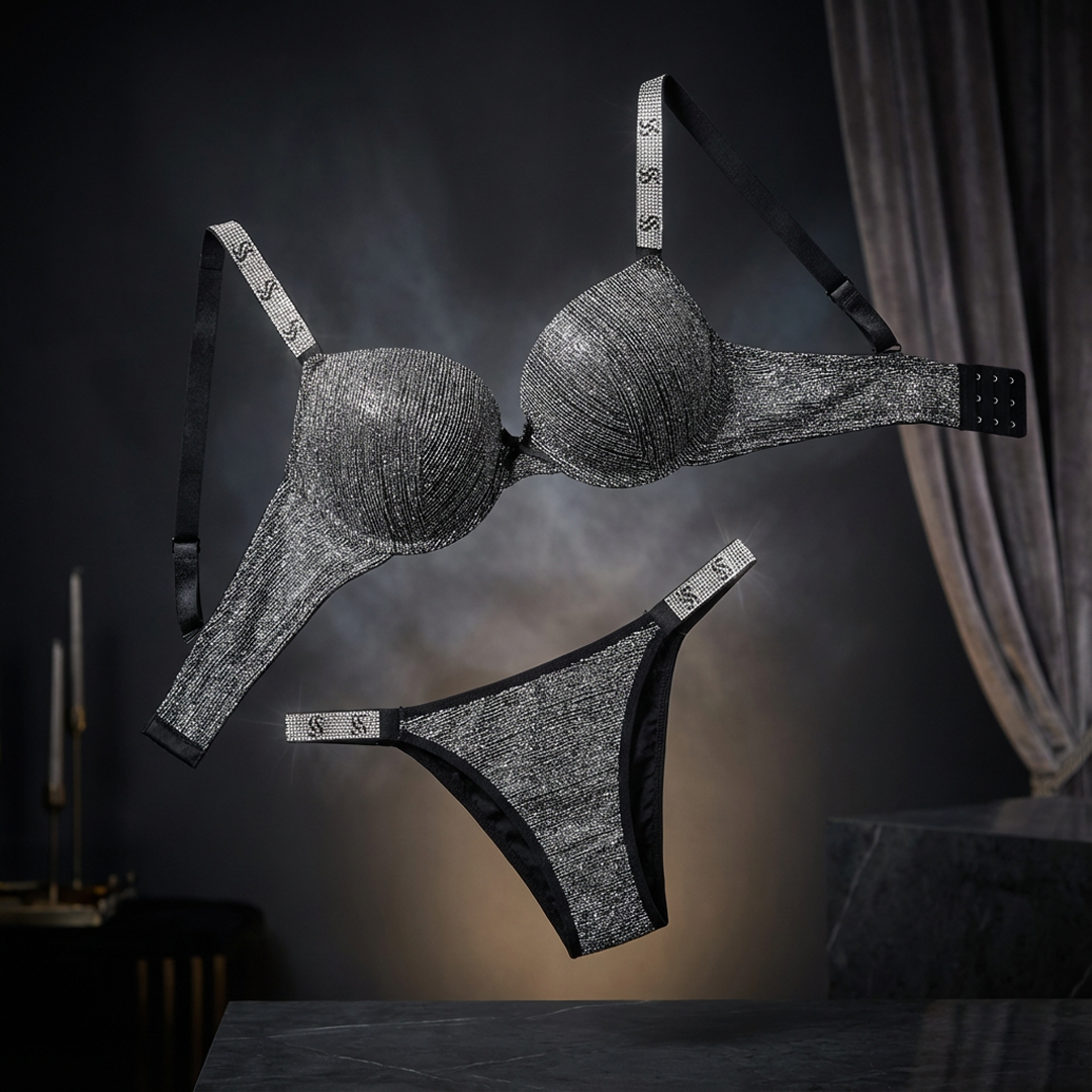 Luxury Sparkle Push-Up Bra & Thong Set