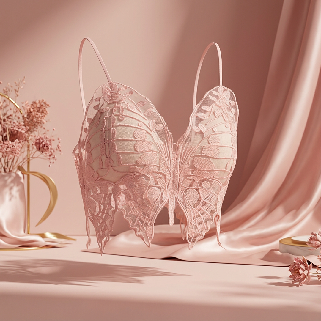 Butterfly Lace Bralette – Ultra Elegant Embroidered Mesh Top | Premium Party & Daily Wear Bralette - Image 3