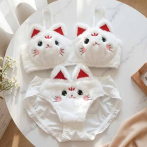 Cute Fluffy Cat Bra & Panty Set – Ultra Soft & Cozy