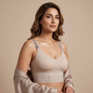 Premium Seamless Crystal Strap Bralette – “PRESENT” Luxury Edition