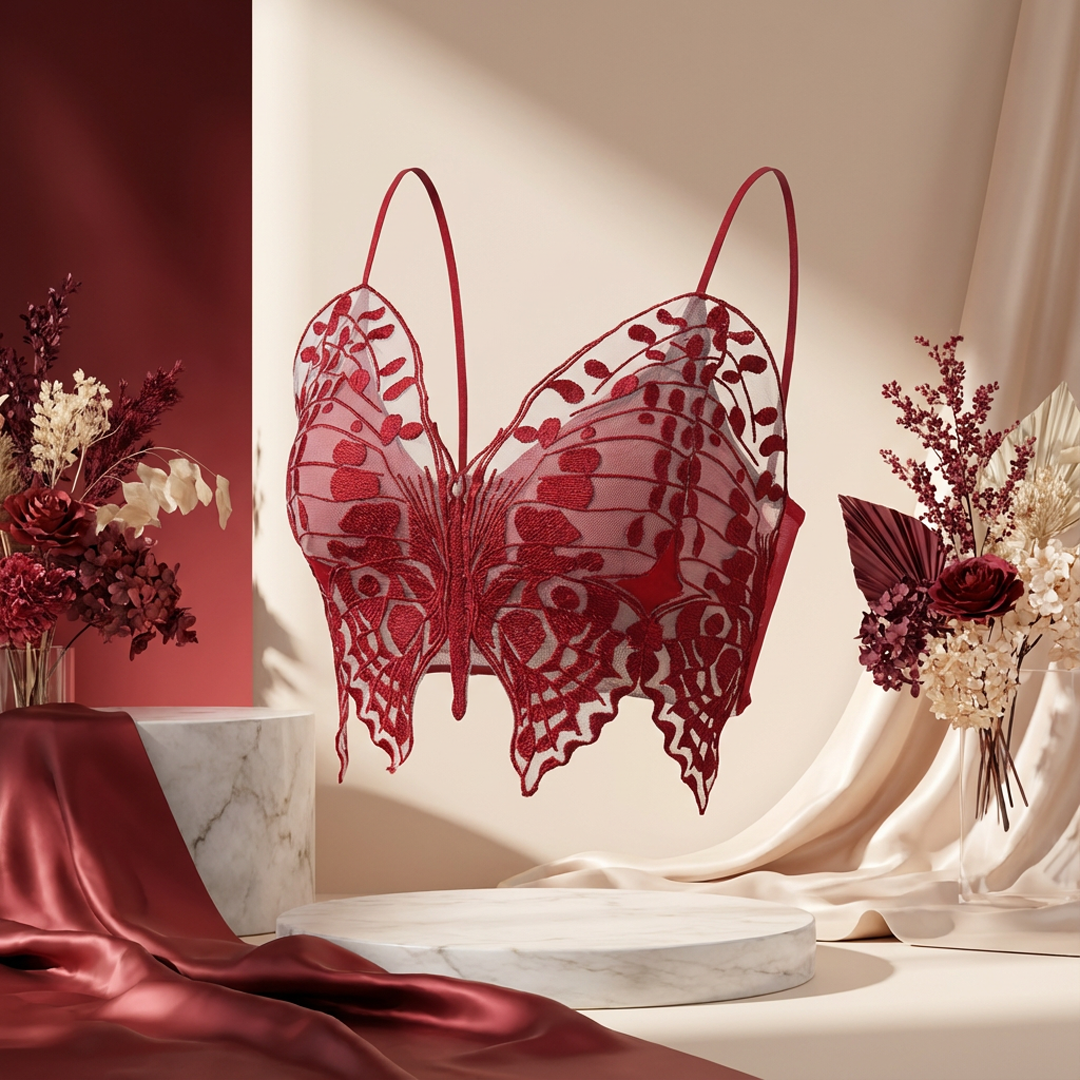Butterfly Lace Bralette – Ultra Elegant Embroidered Mesh Top | Premium Party & Daily Wear Bralette - Image 6