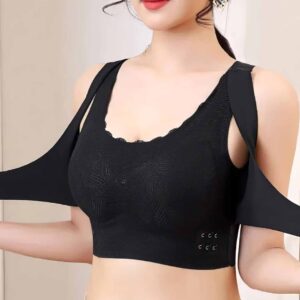 Seamless Women’s Front Closure Cross Design Wireless Push-Up Bra with Side Support